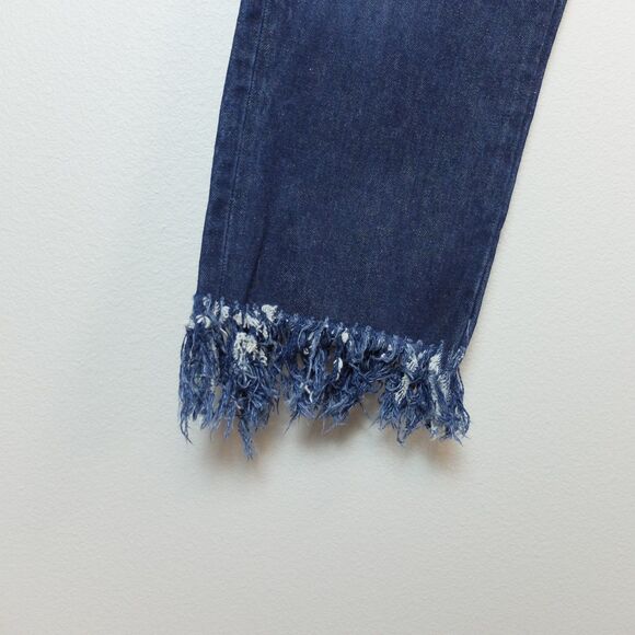 ASOS Denim Blue Fringe Hem Straight Button Fly Jeans Size 26 - Picture 5 of 10